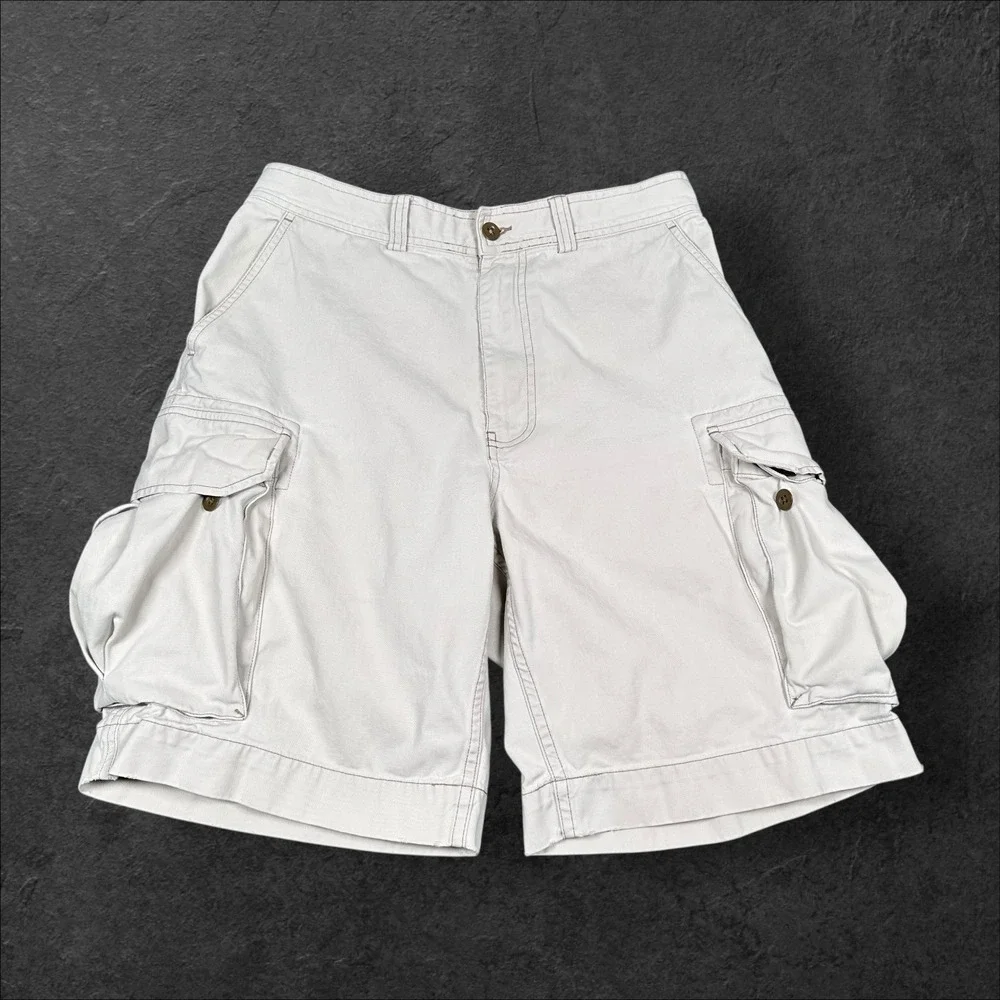 Polo Ralph Lauren Cargo Shorts Men 31 Khaki Beige Chino Cotton Pockets Vtg